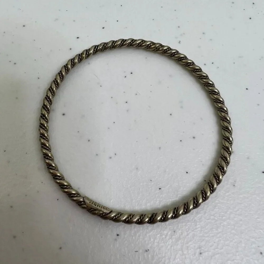 Mexico Bangle Twist Swirl Bracelet‎ Silver Tone Rope Thin